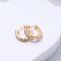 Cubic Zirconia Micro Pave Brass Earring, Donut, plated, fashion jewelry & micro pave cubic zirconia & for woman 