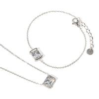 Cubic Zirconia Stainless Steel Jewelry Sets, 304 Stainless Steel, with 1.38inch,1.97inch extender chain & micro pave cubic zirconia & for woman Approx 6.69 Inch, Approx 16.54 Inch 