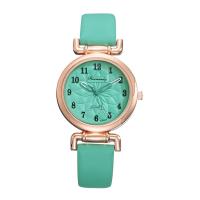 Women Wrist Watch, PU Leather, with Glass & 304 Stainless Steel & Zinc Alloy, Round, rose gold color plated, fashion jewelry & Chinese movement & for woman Approx 245 mm 