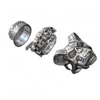 Zinc Alloy Ring Set, antique silver color plated, three pieces & Halloween Jewelry Gift & for man, US Ring 