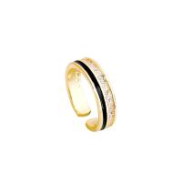 Cubic Zirconia Micro Pave Brass Finger Ring, gold color plated, micro pave cubic zirconia & for woman & enamel US Ring [