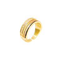 Cubic Zirconia Micro Pave Brass Finger Ring, gold color plated, adjustable & micro pave cubic zirconia & for woman, US Ring 