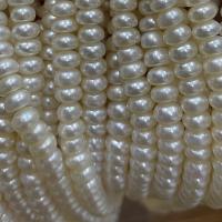 Naturel d'eau douce perles, perle d'eau douce cultivée, Plat rond, DIY, blanc, 6-7mm Environ 37 cm, Vendu par brin[