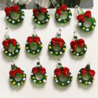 Weihnachten Lampwork Perlen, Weihnachts-Design & DIY & verschiedene Stile für Wahl, grün, 30x18mm, verkauft von PC[