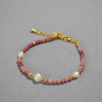 Bijoux de perle d'eau douce naturelle, perle d'eau douce cultivée, avec pierre gemme, avec 3cm chaînes de rallonge, fait à la main, bijoux de mode & pour femme, rose Environ 38 cm, Environ 16 cm, Vendu par PC[