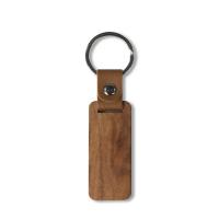 Wood Key Chain, Zinc Alloy, with Beech Wood & PU Leather, Unisex 