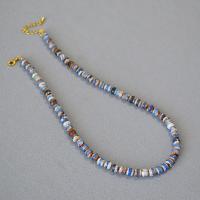 Collier agate, agate Tibétaine, avec laiton, avec 5,3cm chaînes de rallonge, fait à la main, bijoux de mode & pour femme, bleu Environ 38 cm, Environ 16 cm, Vendu par PC