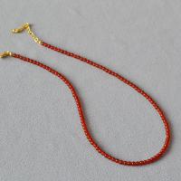 collier en corallachate, agate rouge, avec laiton, avec 5cm chaînes de rallonge, fait à la main, bijoux de mode & normes différentes pour le choix & pour femme, rouge Environ 39 cm, Vendu par PC[
