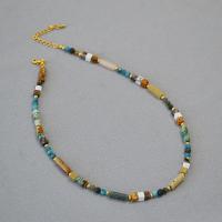 Gemstone Necklaces, Zinc Alloy, with Natural Stone, with 5cm extender chain, handmade, fashion jewelry & for woman, multi-colored Approx 40 cm 