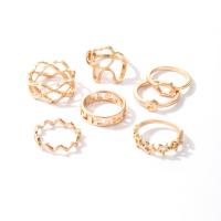 Zinc Alloy Ring Set, gold color plated, 7 pieces & fashion jewelry & for woman, golden, 17mm 
