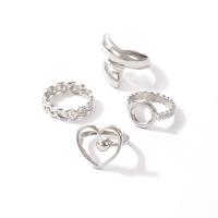 Zinc Alloy Ring Set, silver color plated, 4 pieces & fashion jewelry & for woman, silver color 