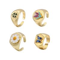 Zinc Alloy Ring Set, gold color plated, 4 pieces & fashion jewelry & for woman & enamel, multi-colored 