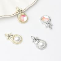 Plastic Zinc Alloy Pendants, with Cubic Zirconia & Plastic Pearl, plated, DIY Approx [