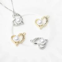 Plastic Zinc Alloy Pendants, with Plastic Pearl, Heart, plated, DIY & hollow 