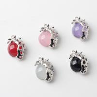 Acrylic Zinc Alloy Pendant, with Acrylic, Strawberry, silver color plated, DIY & 3D effect [