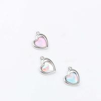 Zinc Alloy Heart Pendants, with Cubic Zirconia, silver color plated, DIY Approx 