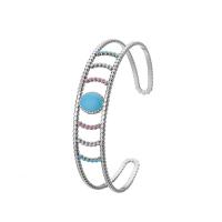 Stainless Steel Cuff Bangle, 304 Stainless Steel, Adjustable & for woman & enamel 10mm, Inner Approx 58mm 