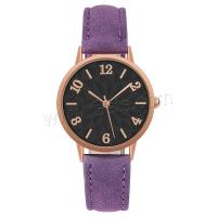 Women Wrist Watch, PU Leather, with Glass & 304 Stainless Steel & Zinc Alloy, Round, rose gold color plated, fashion jewelry & Chinese movement & for woman Approx 238 mm 