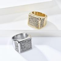 Rhinestone Stainless Steel Finger Ring, 304 Stainless Steel, polished, fashion jewelry & for man & with rhinestone 17mm 