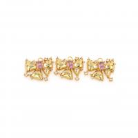Cubic Zirconia Micro Pave Brass Pendant, Butterfly, plated, DIY & micro pave cubic zirconia, golden 