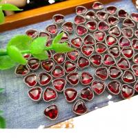 Natural Garnet Beads, Brass, with Garnet, Heart, plated, DIY 