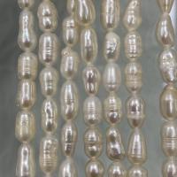 Perles d'eau douce de culture de riz, perle d'eau douce cultivée, DIY, blanc, 4-5mm Environ 37 cm, Vendu par brin