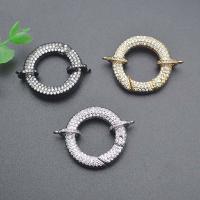 Brass Snap Clasp, Donut, plated, DIY & micro pave cubic zirconia 