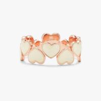 Enamel Zinc Alloy Finger Ring, Heart, rose gold color plated, fashion jewelry & for woman, white, Inner Approx 18mm 