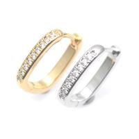 Cubic Zirconia Micro Pave Brass Earring, Rectangle, plated, DIY & micro pave cubic zirconia 
