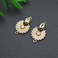 Brass Clasp Findings, Daisy, gold color plated, DIY & micro pave cubic zirconia [