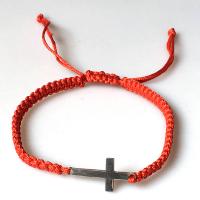 Nylon Cord Bracelets, Knot Cord, with 304 Stainless Steel, Cross, fashion jewelry & Unisex & adjustable Approx 16-28 cm 