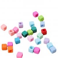 Solid Color Acrylic Beads, Cube, DIY, mixed colors 