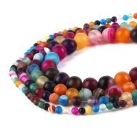 Смешанные бусы с драгоценными камнями, Агат, Круглая, DIY & разный размер для выбора, разноцветный, длина:Приблизительно 38 см, продается Strand