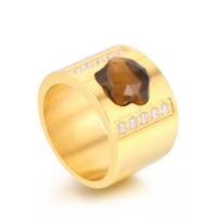ジェムス トーンのステンレス鋼の指環, 304ステンレススチール, とともに 天然石, ドーナツ型, 真空イオンプレーティング, 異なるサイズの選択 & 女性用 & ライン石のある, 無色, 11mm,15mm, 売り手 パソコン