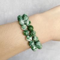 Grüner Tupfen Stein Perlen, Grüner Punkt Stein, rund, DIY & verschiedene Größen vorhanden, grün, Bohrung:ca. 1mm, Länge:ca. 38 cm, verkauft von Strang