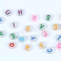 Acrylic Alphabet Beads, Flat Round, DIY & luminated & enamel 
