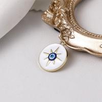 Zinc Alloy Evil Eye Pendant, Round, plated, DIY & enamel, white, 20.9mm [
