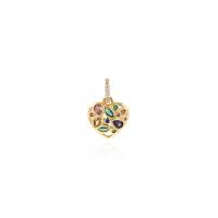 Cubic Zirconia Micro Pave Brass Pendant, Heart, plated, DIY & micro pave cubic zirconia, gold 