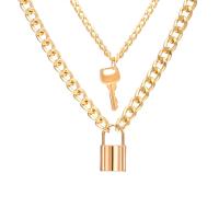 Fashion Multi Layer Necklace, Zinc Alloy, with 3.1inch extender chain, Lock and Key, plated, Double Layer & for woman Approx 16.1 Inch, Approx 20.7 Inch 