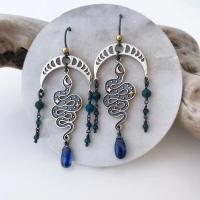 Crystal Drop Earring, Zinc Alloy, with Crystal, Snake, plated, vintage & fashion jewelry & for woman, mixed colors, 13-45mm 