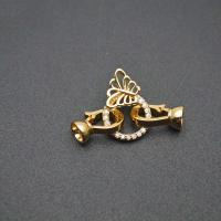 Brass Hook and Eye Clasp, Butterfly, gold color plated, DIY & micro pave cubic zirconia & hollow 