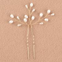 Hair Stick, Iron, with Plastic Pearl, fashion jewelry & for woman 