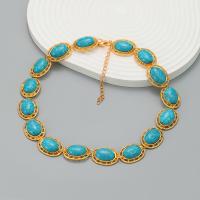 Turquoise Zinc Alloy Necklace, with turquoise, with 7.9cm extender chain, plated, fashion jewelry & for woman, cyan Approx 44.1 cm [