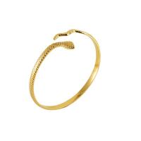 Stainless Steel Cuff Bangle, 304 Stainless Steel, Snake, 18K gold plated, fashion jewelry & adjustable & for woman, 4mm, Inner Approx 63mm 