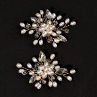 Zinc Alloy Shoes Clasp, with Plastic Pearl, 2 pieces & with rhinestone 