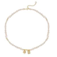 Brass Freshwater Pearl Jewelry Sets, with Brass, 14K gold plated, Natural & fashion jewelry & for woman, two different colored +6cm +6cm 
