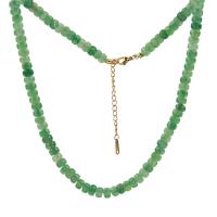 Collier de cristal naturel, Acier titane, avec quartz vert, avec 5cm chaînes de rallonge, fait à la main, bijoux de mode & pour femme, vert cm, Vendu par brin