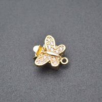 Brass Bayonet Clasp, Butterfly, gold color plated, DIY & micro pave cubic zirconia [
