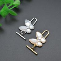 Brass Toggle Clasp, with Shell, Butterfly, plated, DIY & micro pave cubic zirconia 