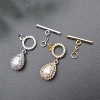 Brass Toggle Clasp, Teardrop, plated, DIY & micro pave cubic zirconia 16mm,18mm 